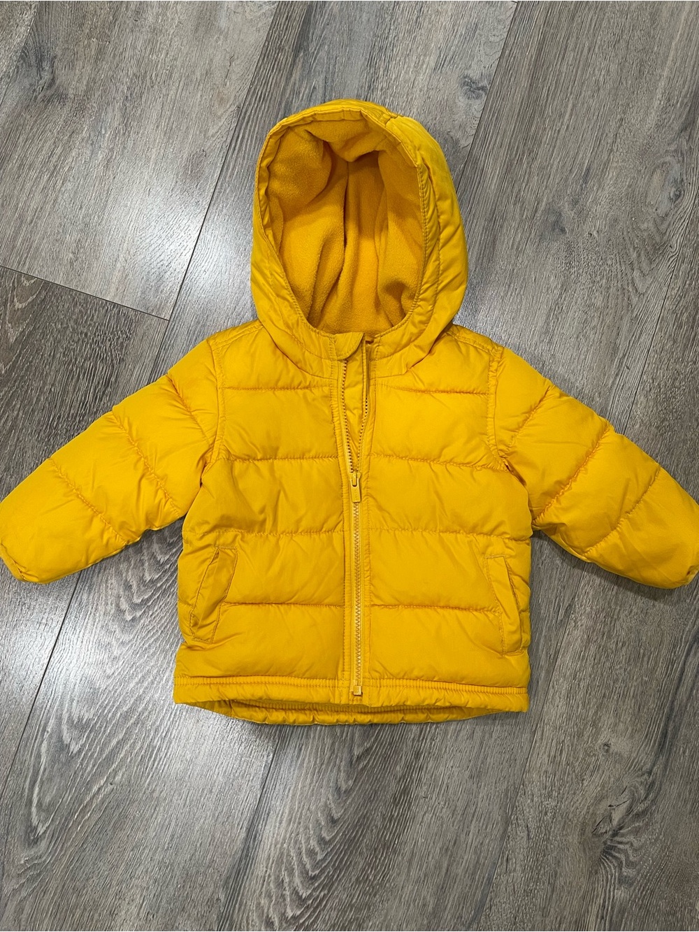 Old Navy Bright Yellow Hooded Puffer Jacket for Kids